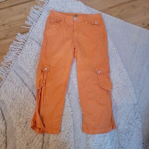 Worn Outdoor Brand Linen Cotton Cargo Pants sz 10 Orange Outdoors Gorpcore